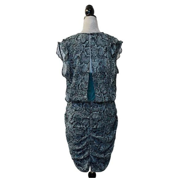 1.STATE Snake Print Ruffle Ruched Sleeveless Minidress 12 Business Casual Party - Picture 2 of 6